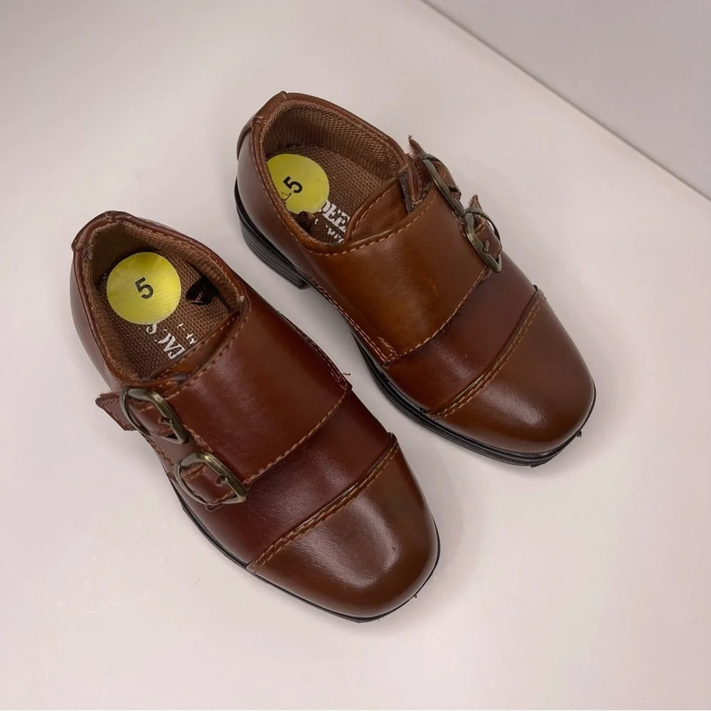 Deer Stags Double Strap Cap Toe Dress Shoes Congac Brown Size 5 Toddler Boy